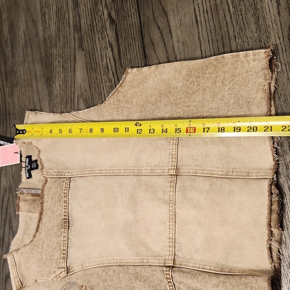PRETTY LITTLE THING Women's  Tan Sleeveless Denim TopVest Size 8. - Picture 10 of 13